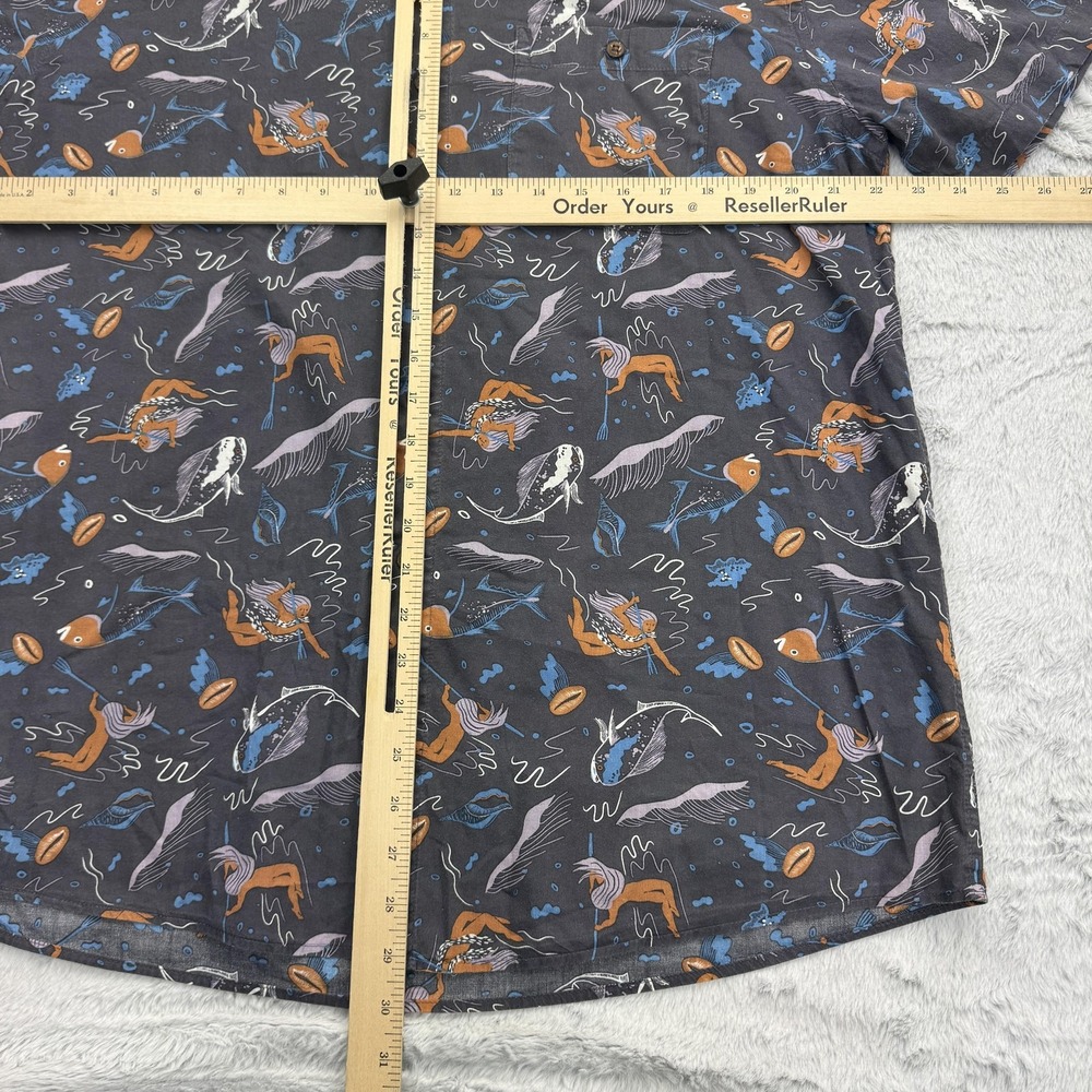 Pataloha Shirt Mens XL Gray Mermaid Nautical Print Hawaiian Aloha Patagonia - Picture 6 of 7